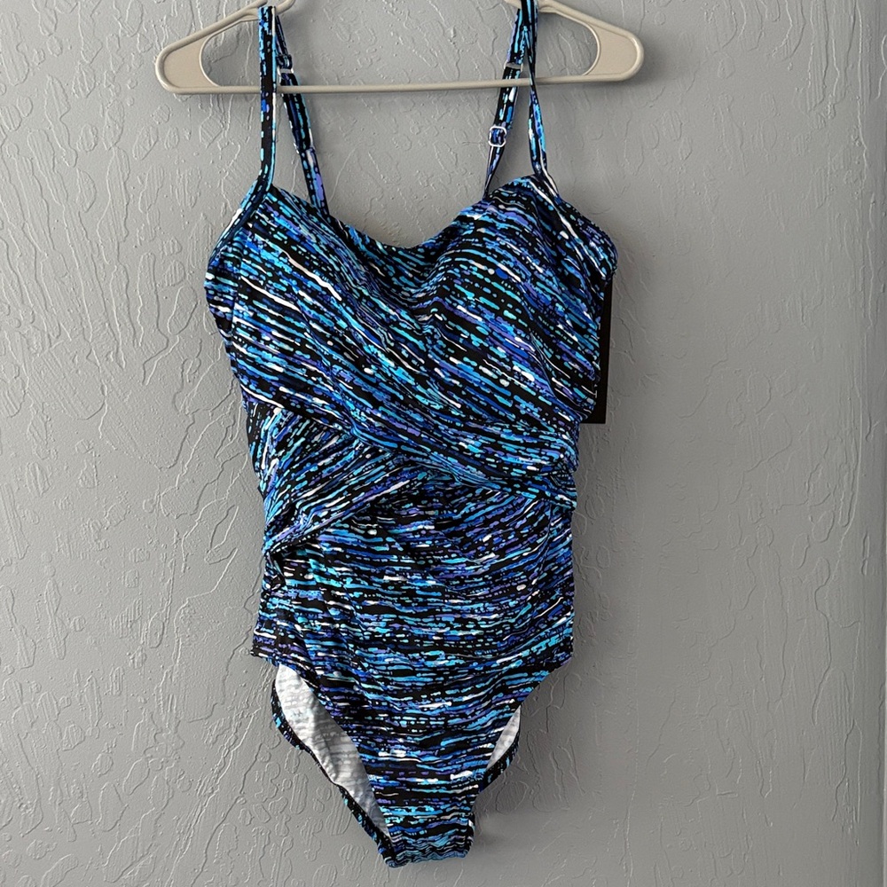 Women's Blue Patterned One Piece Swimsuit